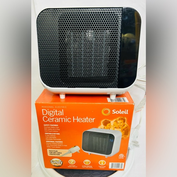 Soleil Electric Digital Ceramic Heater 1500W White Portable Compact Indoor Heatr - Picture 1 of 7